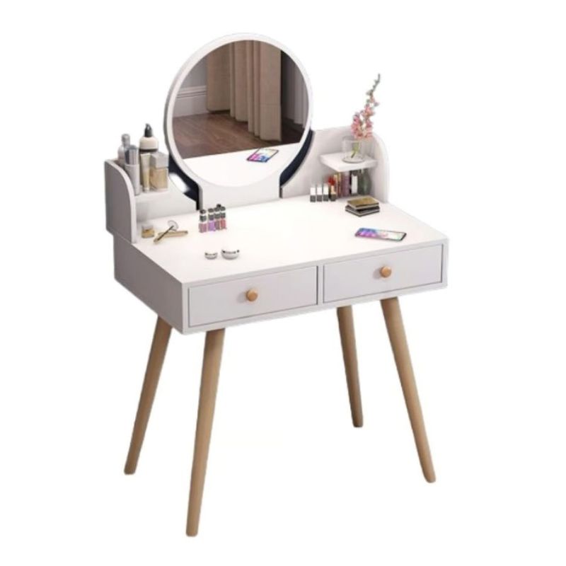 GENERICO - Mesa De Noche Maquillador Escritorio 2 Cajones Espejo Touch