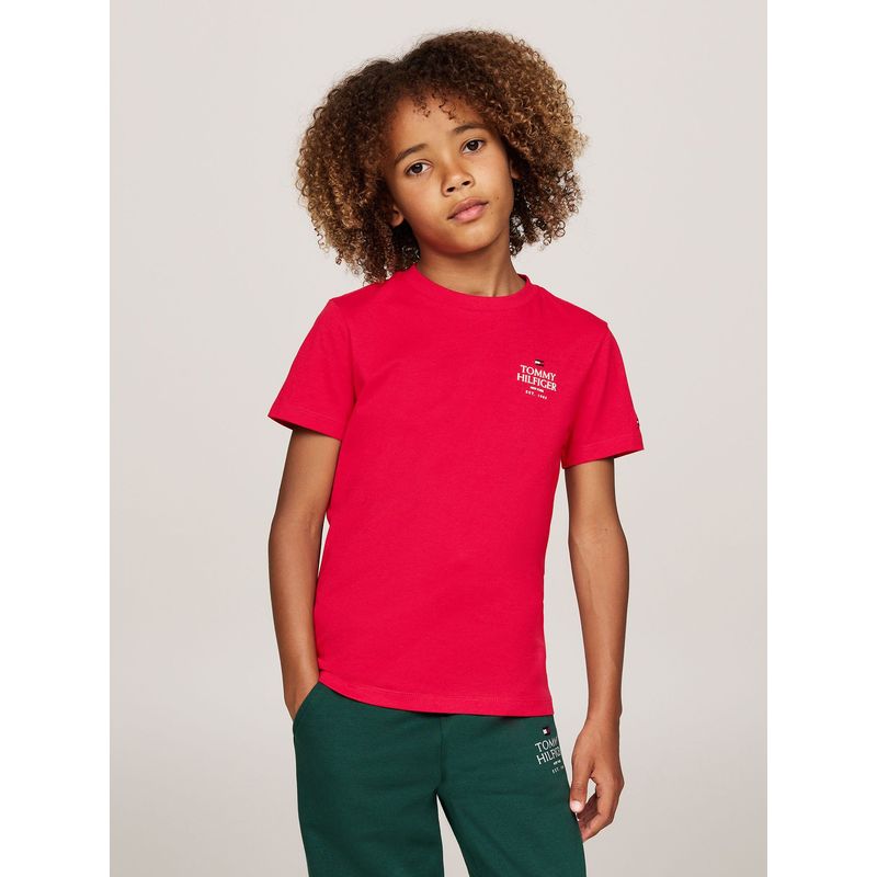 TOMMY HILFIGER - Polera De Niño Con Logo Gráfico Rojo Tommy Hilfiger