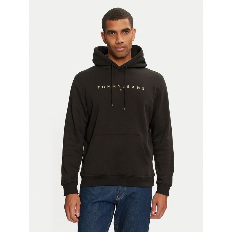 TOMMY HILFIGER - Polerón Hoodie Con Logo Bordado Negro Tommy Jeans