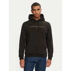 TOMMY HILFIGER - Polerón Hoodie Con Logo Bordado Negro Tommy Jeans.