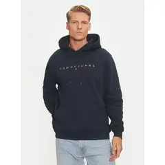 TOMMY HILFIGER - Polerón Hoodie Con Logo Bordado Azul Tommy Jeans