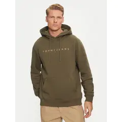 TOMMY HILFIGER - Polerón Hoodie Con Logo Bordado Verde Tommy Jeans