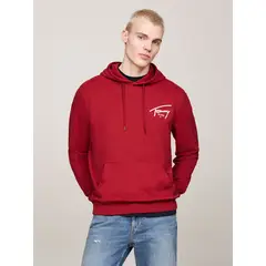 TOMMY HILFIGER - Polerón Hoodie Con Logo Distintivo Rojo Tommy Jeans.