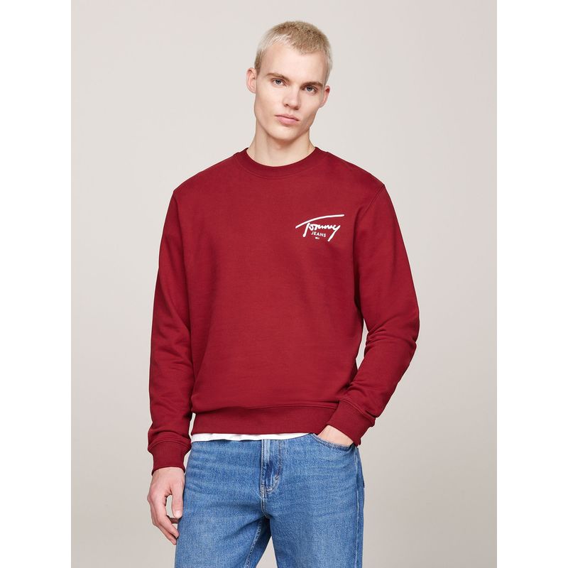TOMMY HILFIGER - Polerón Con Logo Signature Rojo Tommy Jeans.