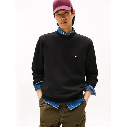 TOMMY HILFIGER - Polerón Solid Con Cuello Redondo Negro