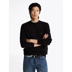 TOMMY HILFIGER - Polerón Solid Con Cuello Redondo Negro