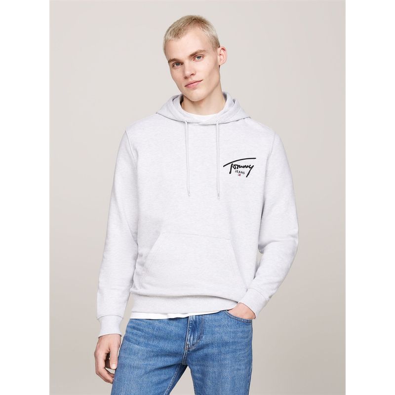 TOMMY HILFIGER - Polerón Hoodie Con Logo Distintivo Gris Tommy Jeans