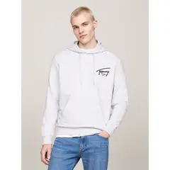 TOMMY HILFIGER - Polerón Hoodie Con Logo Distintivo Gris Tommy Jeans