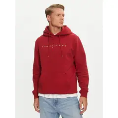 TOMMY HILFIGER - Polerón Hoodie Con Logo Bordado Rojo Tommy Jeans
