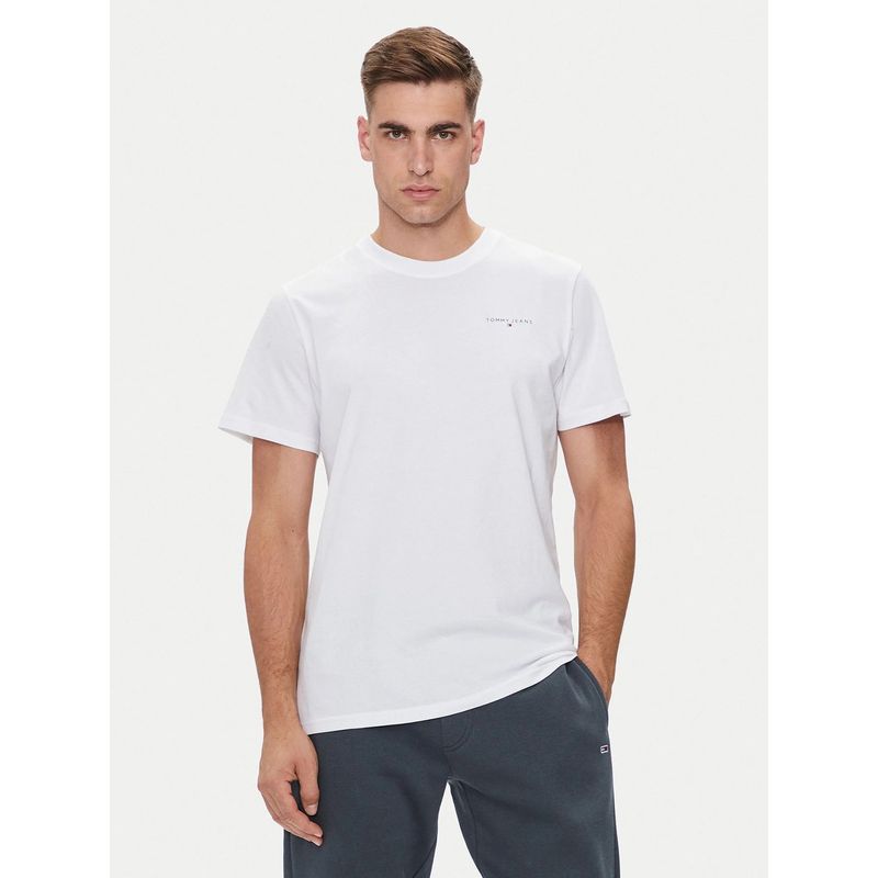 TOMMY HILFIGER - Polera Con Logo Slim Fit Blanco Tommy Jeans