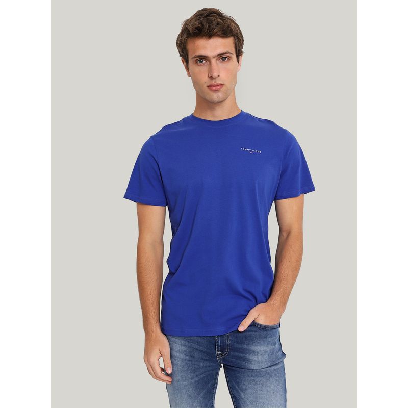 TOMMY HILFIGER - Polera Con Logo Slim Fit Azul Tommy Jeans