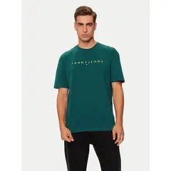 TOMMY HILFIGER - Polera Regular Fit Con Logo Bordado Verde Tommy Jeans