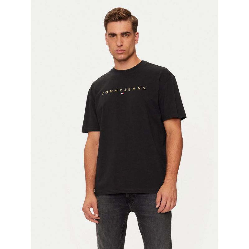 TOMMY HILFIGER - Polera Regular Fit Con Logo Bordado Negro Tommy Jeans