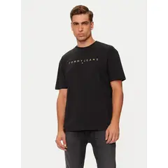 TOMMY HILFIGER - Polera Regular Fit Con Logo Bordado Negro Tommy Jeans