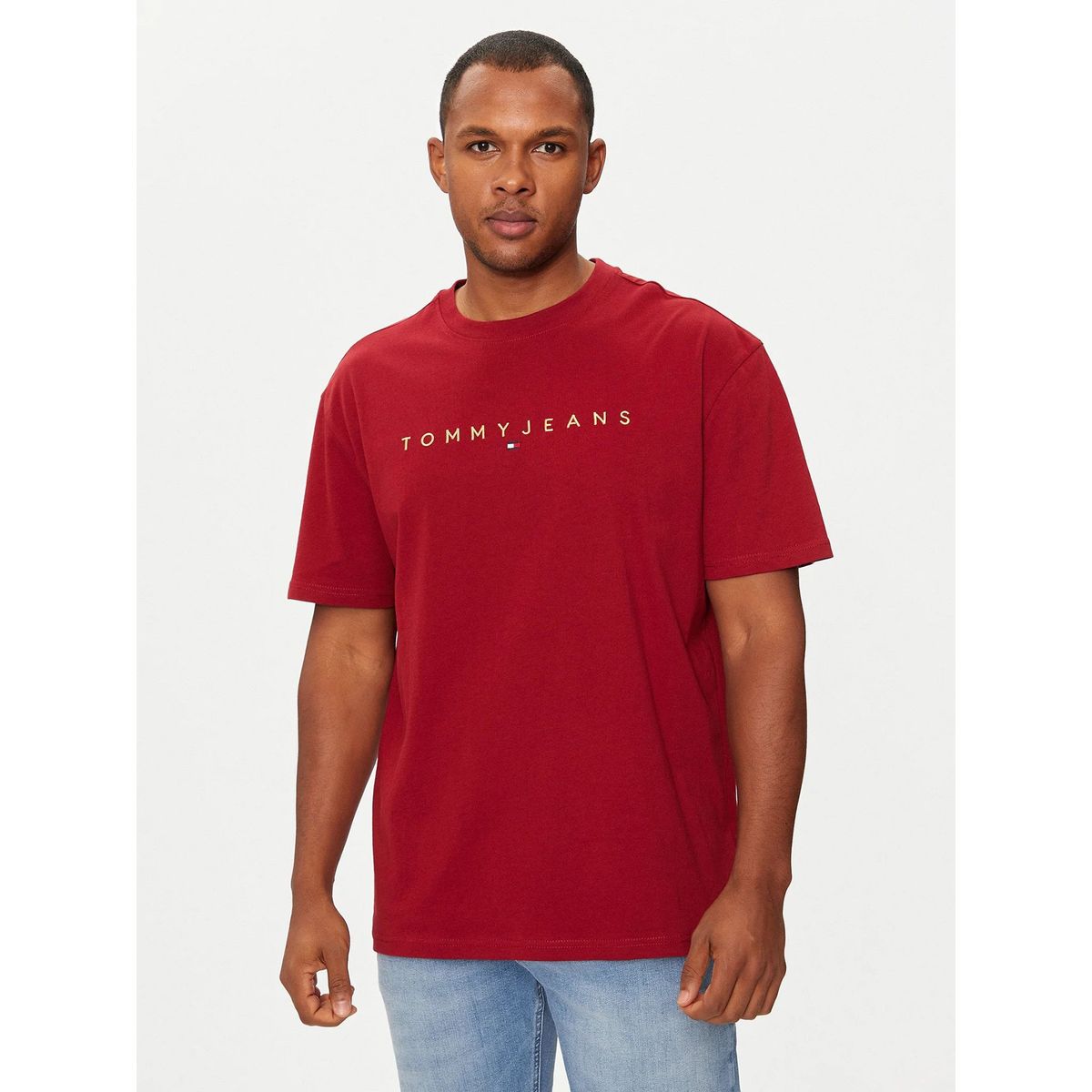TOMMY HILFIGER - Polera Regular Fit Con Logo Bordado Rojo Tommy Jeans