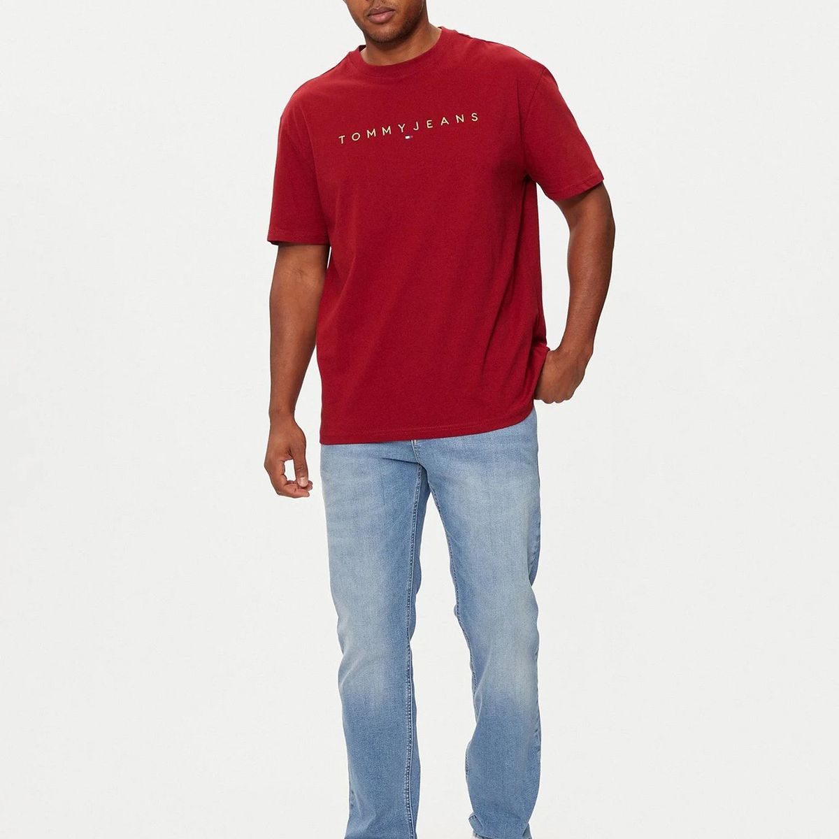 TOMMY HILFIGER - Polera Regular Fit Con Logo Bordado Rojo Tommy Jeans