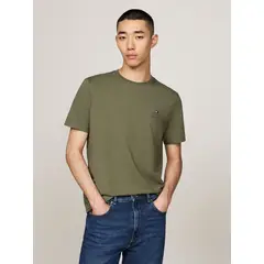 TOMMY HILFIGER - Polera De Cuello Redondo Con Logo Verde