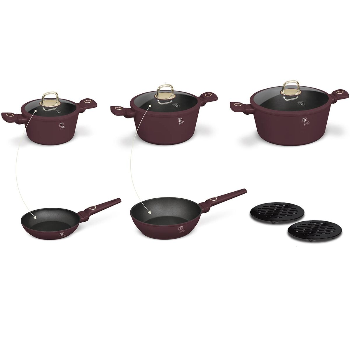 BERLINGER HAUS - BATERIA DE COCINA 10 PZS LEONARDO COLLECTION ANTIADHERENTE