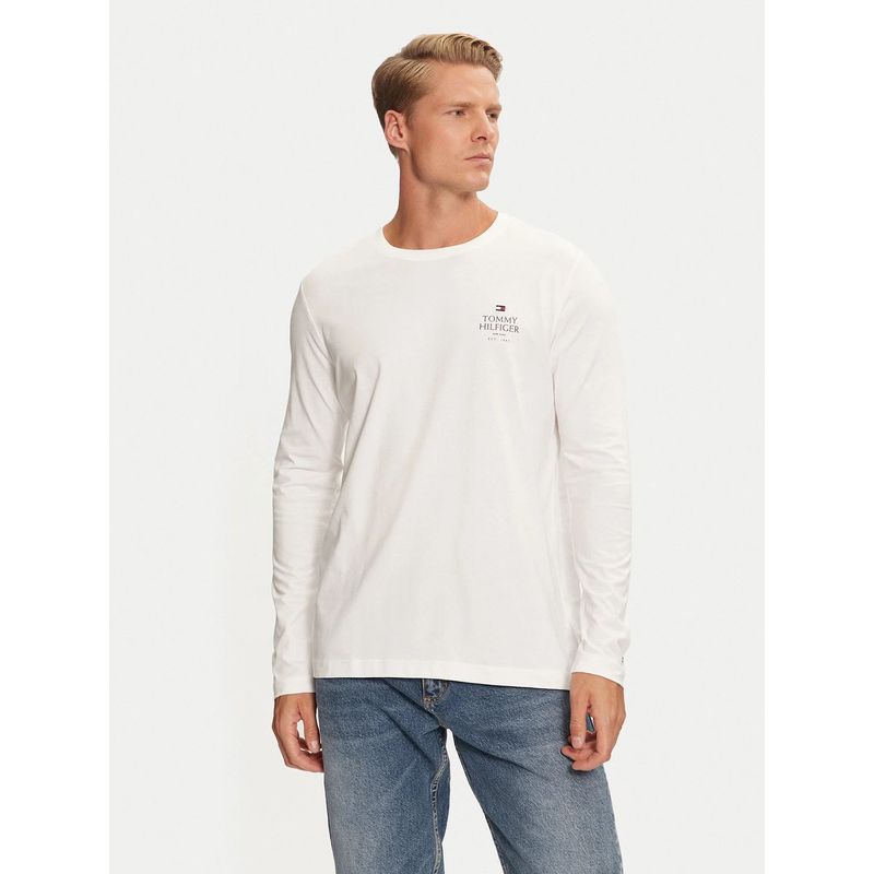 TOMMY HILFIGER - Polera Solid Con Logo Blanco Tommy Hilfiger