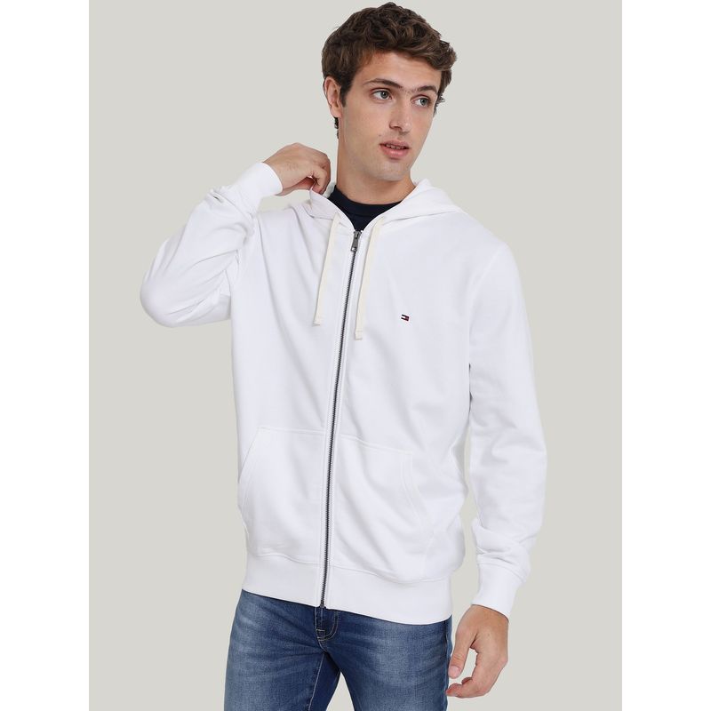 TOMMY HILFIGER - Polerón Hoodie Solic Con Cremallera Blanco Tommy Hilfiger