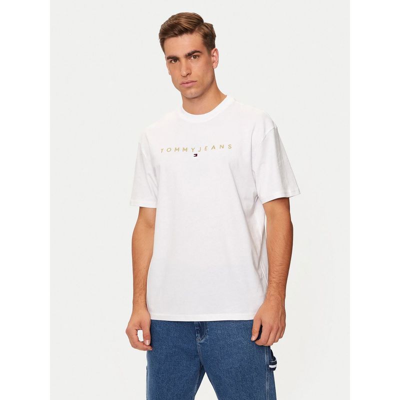 TOMMY HILFIGER - Polera Regular Fit Con Logo Bordado Blanco Tommy Jeans