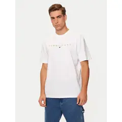 TOMMY HILFIGER - Polera Regular Fit Con Logo Bordado Blanco Tommy Jeans