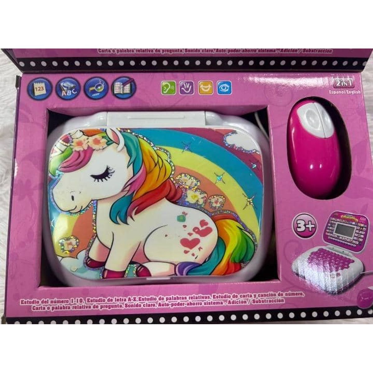 GENERICO - COMPUTADORA DIDACTICA ESPAÑOL-INGLES ARCOIRIS UNICORNIO ROSA