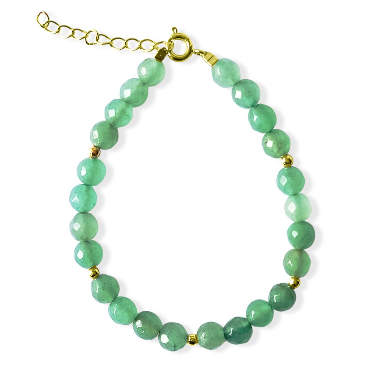 COGGIOLA - Pulsera Jade Facetada 6mm Enchapado Oro 18 K