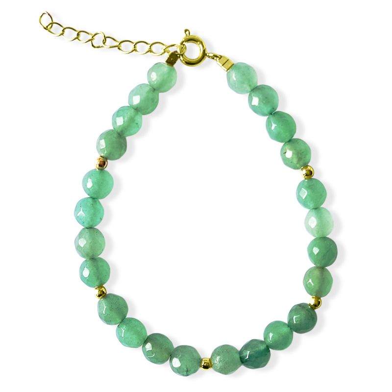ANDREA COGGIOLA JOYAS - Pulsera Jade Facetada 6mm Enchapado Oro 18 K