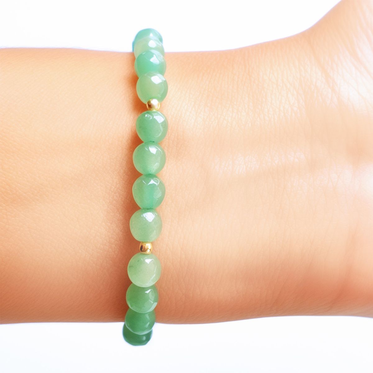 COGGIOLA - Pulsera Jade Facetada 6mm Enchapado Oro 18 K