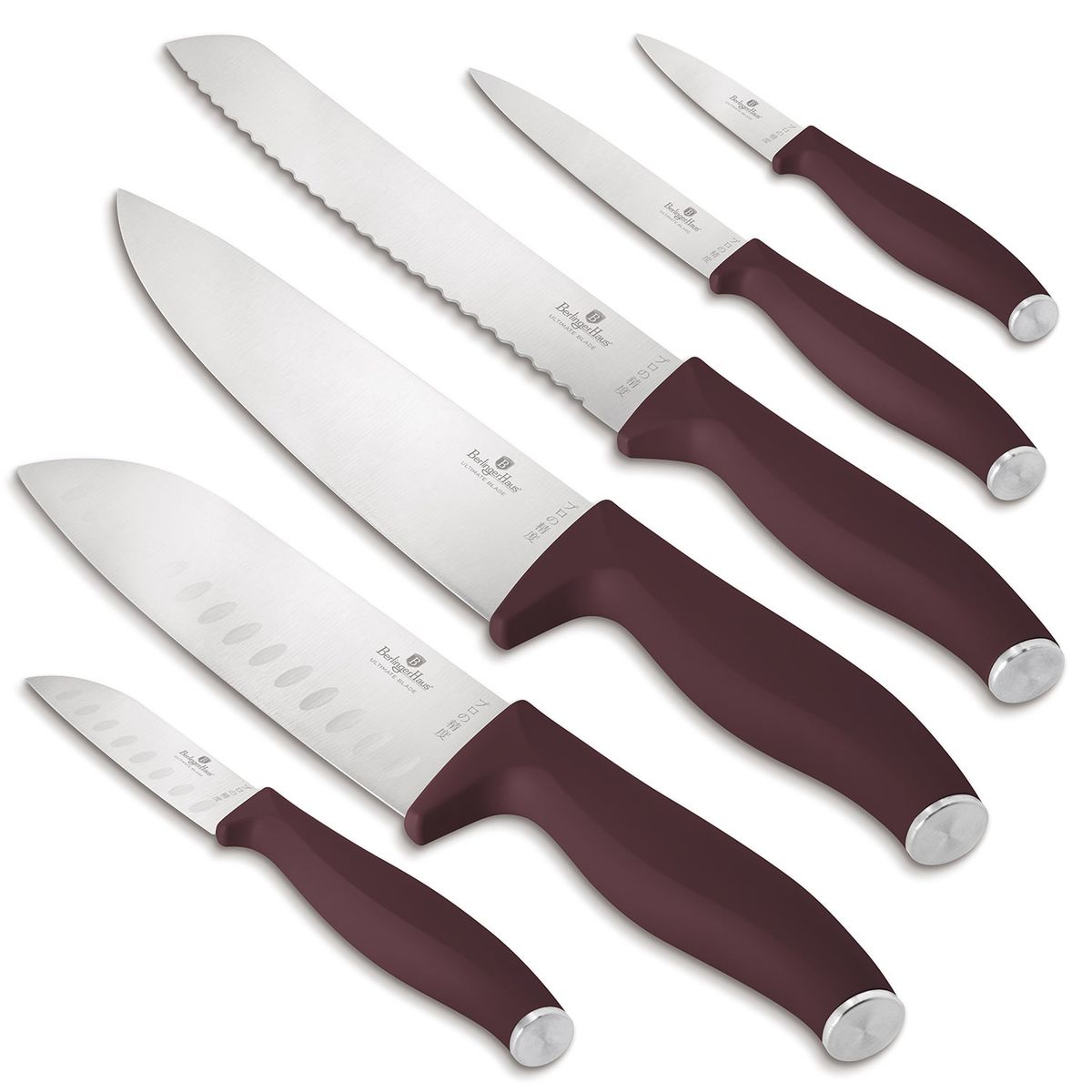 BERLINGER HAUS - SET DE CUCHILLOS 6 PZS BURGUNDY EDITION ACERO INOXIDABLE