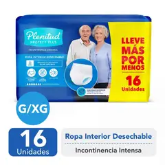 PLENITUD - Ropa Interior Protect Plus - 16 Un Talla G/xg