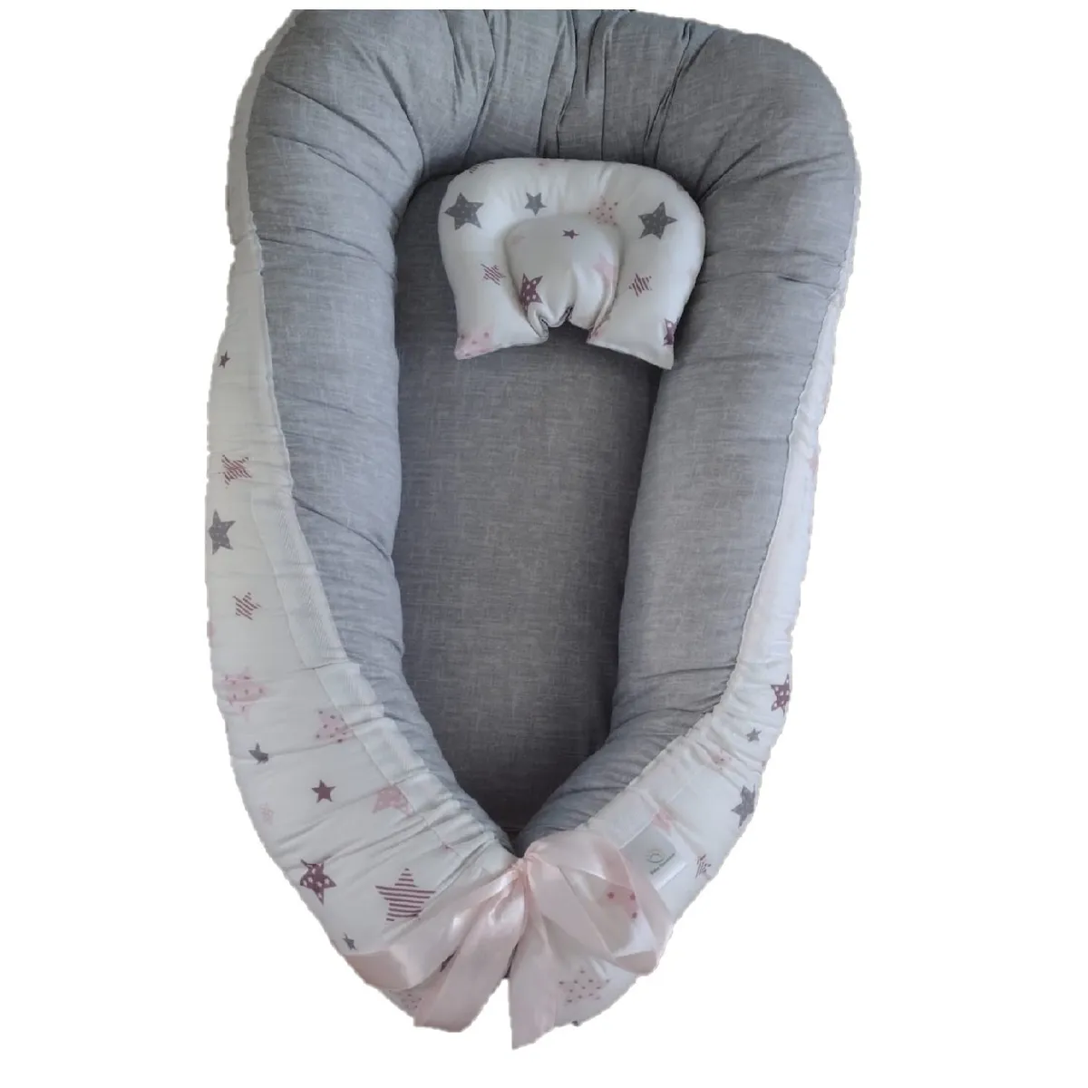 GENERICO - Nido Colecho Blanco Estrellas Rosado-Lila - Gris Jaspeado