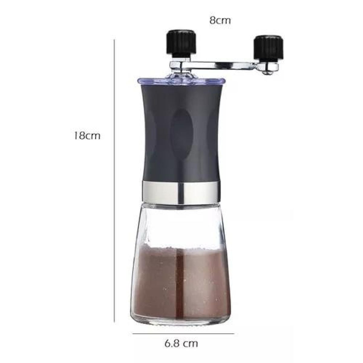 GENERICO - Moledor de café manual molino de cerámica molinillo de vidrio negro