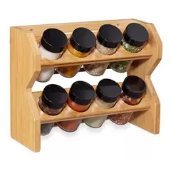 GENERICO - Especiero de madera con 8 frascos de vidrio Simplit