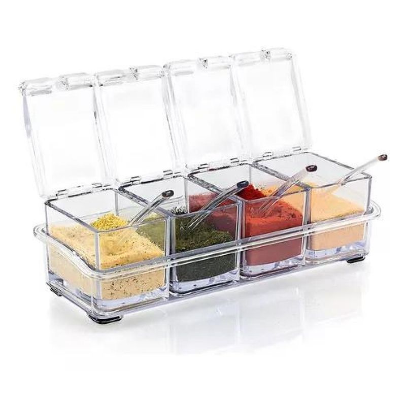 GENERICO - Caja organizador de condimentos de 4 piezas condimentero acrílico