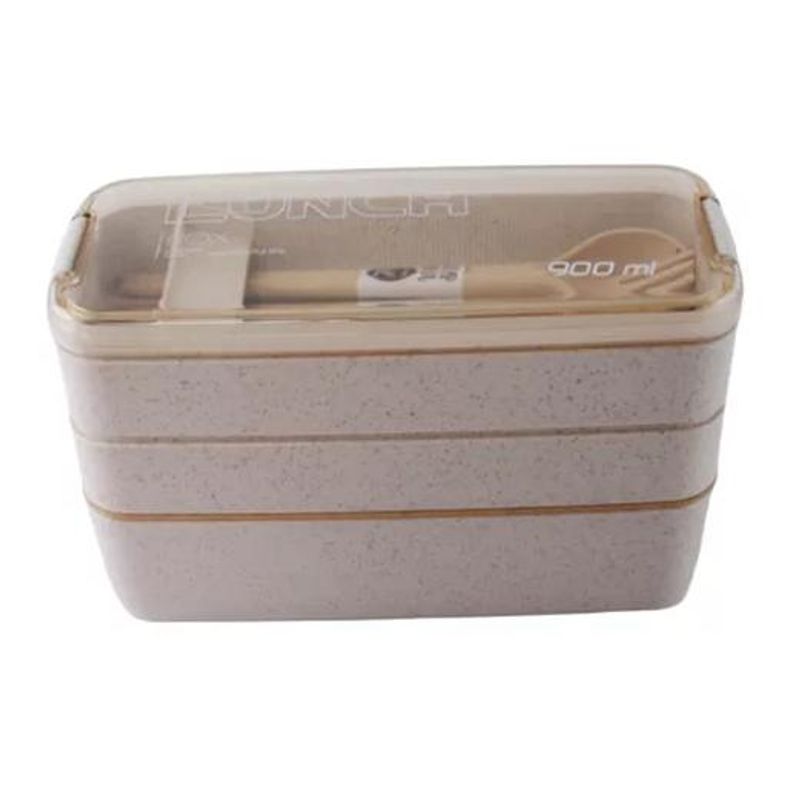 GENERICO - Lonchera De Comida 3 Niveles Con Cuchara Y Tenedor 900 Ml Rosa