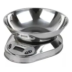 GENERICO - Pesa de cocina full de acero inoxidable 5 kg 1 gr con bowl color gris