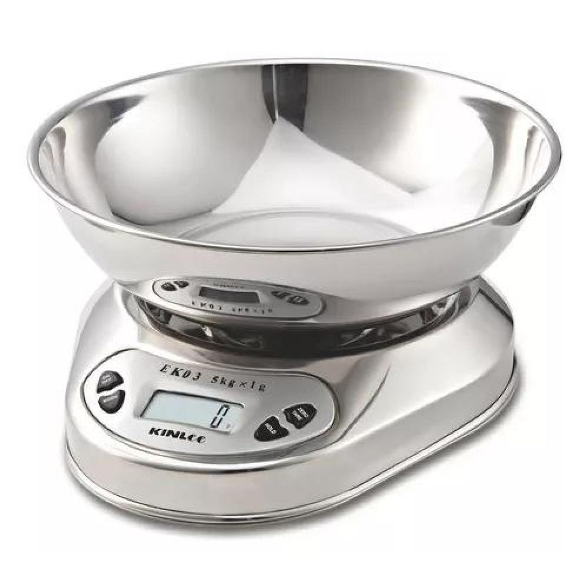 GENERICO - Pesa de cocina full de acero inoxidable 5 kg 1 gr con bowl color gris