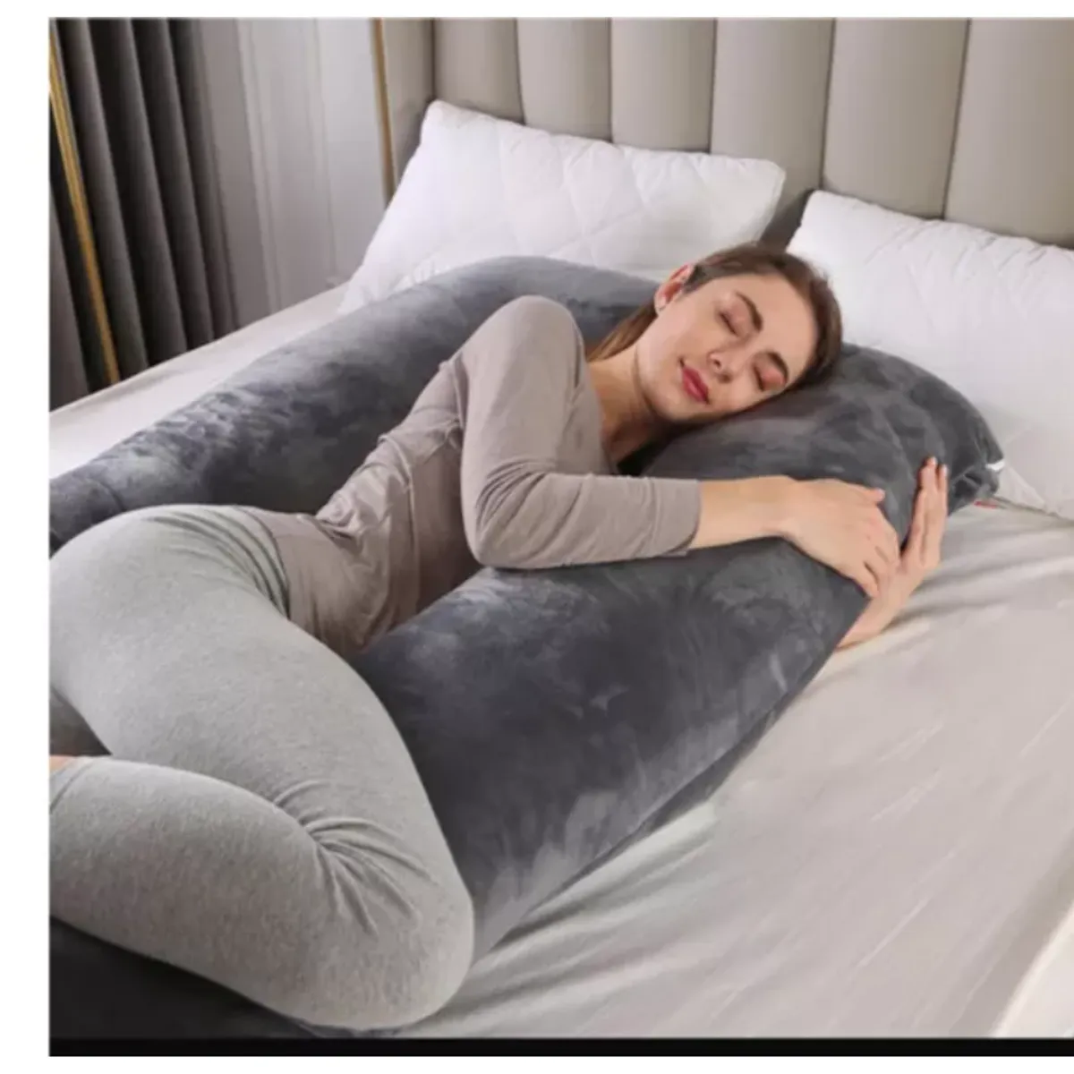 GENERICO - Cojín Almohada Maternal con Funda Extra Suave Gris