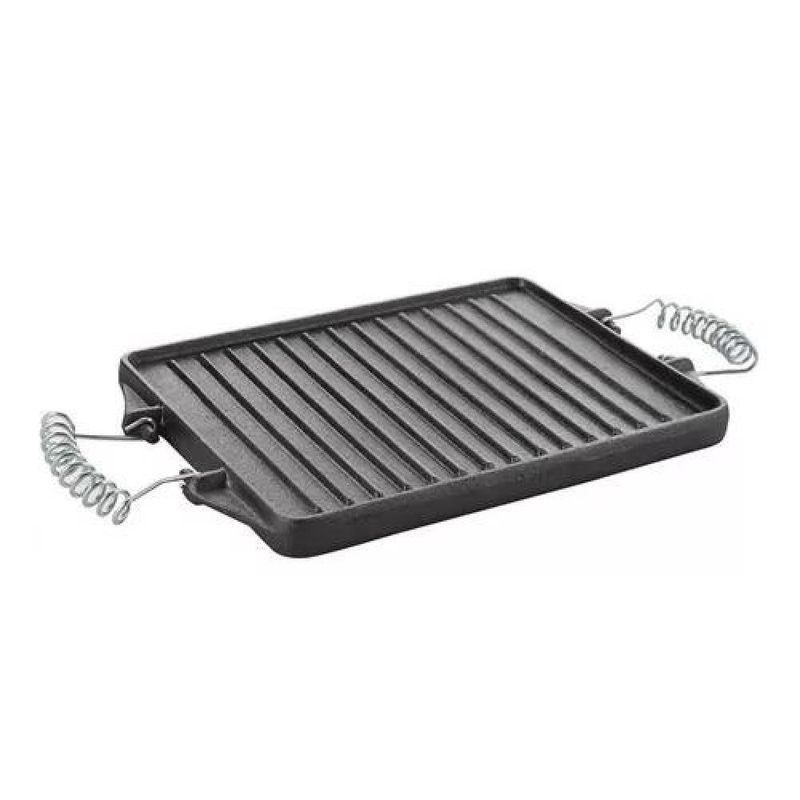 GENERICO - Plancha Churrasquera Reversible 27x21 Cm Hierro Fundido