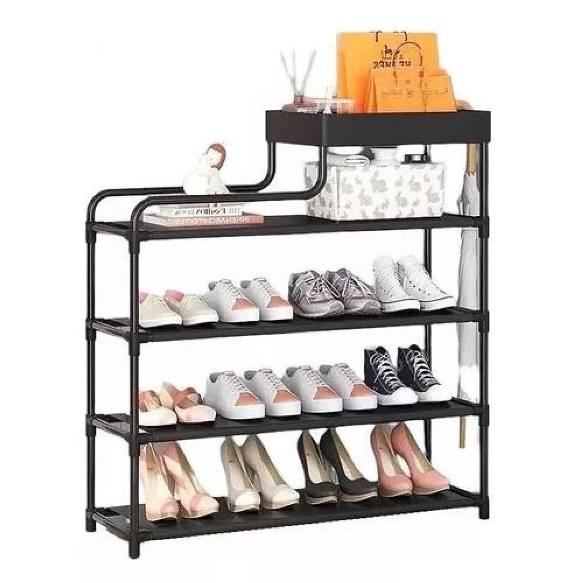 GENERICO - Organizadores de zapatos y ropa 5 niveles armables negro