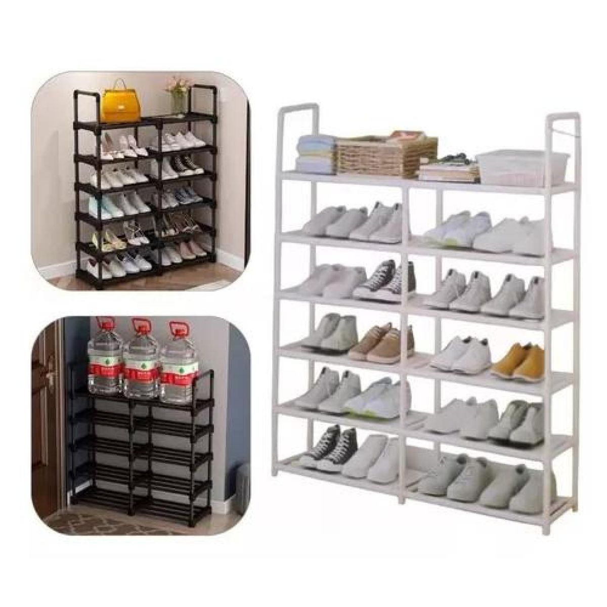 GENERICO - Mueble zapatero organizador 6 niveles armable blanco