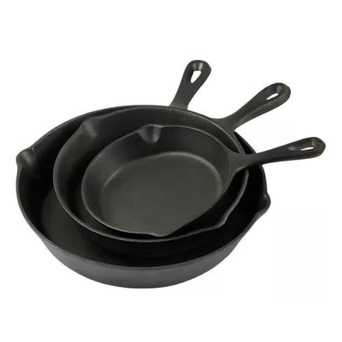 GENERICO - Sartenes De Hierro Fundido Juego De Sartenes 3 Piezas Cukin Negro