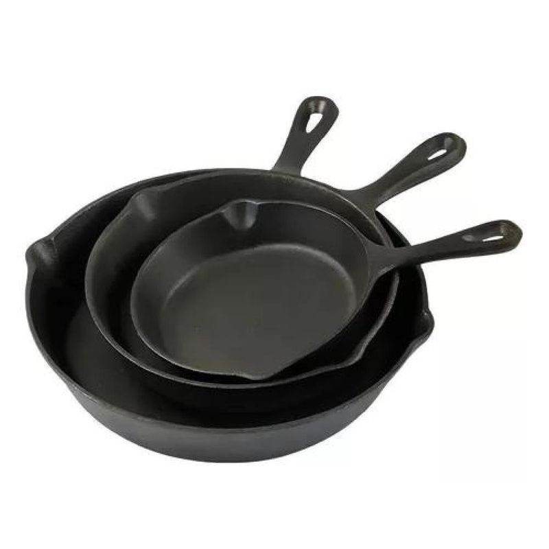 GENERICO - Sartenes De Hierro Fundido Juego De Sartenes 3 Piezas Cukin Negro