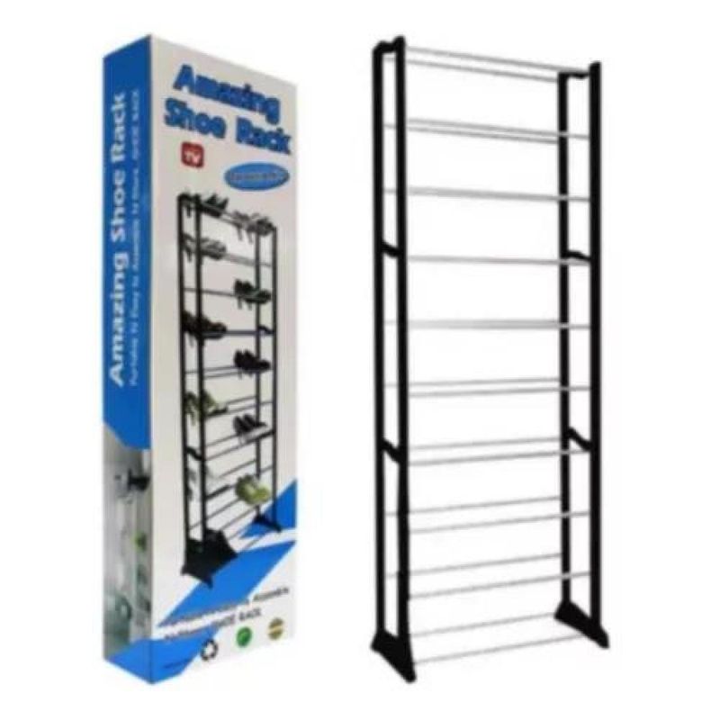GENERICO - Zapatero armable de aluminio 9 pisos 45 pares negro