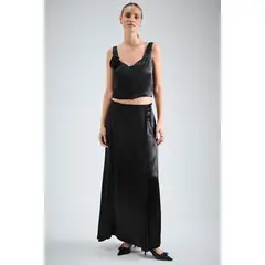 IO - Falda Lisa Larga Negro