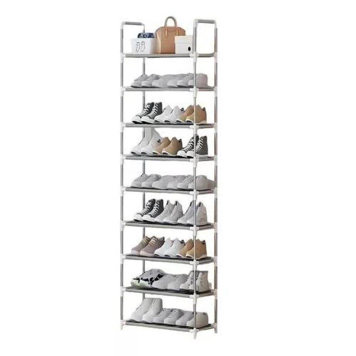 GENERICO - Zapatero estante 27 pares 9 niveles metálico y plástico plateado