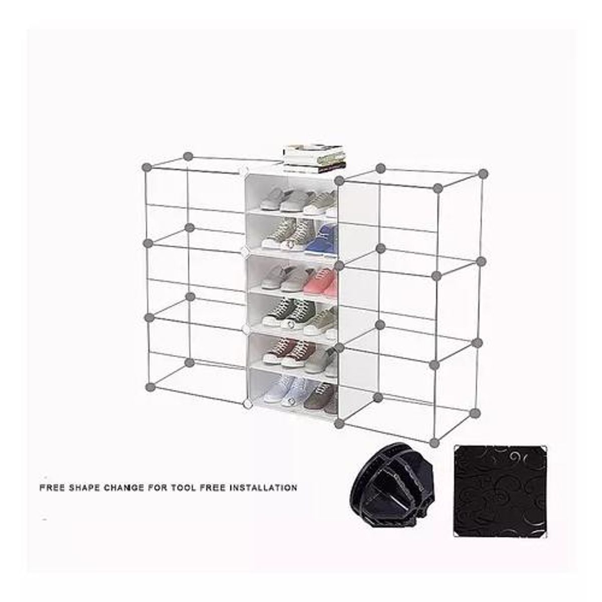 GENERICO - Zapatero organizador armable combinación libre 6n negro