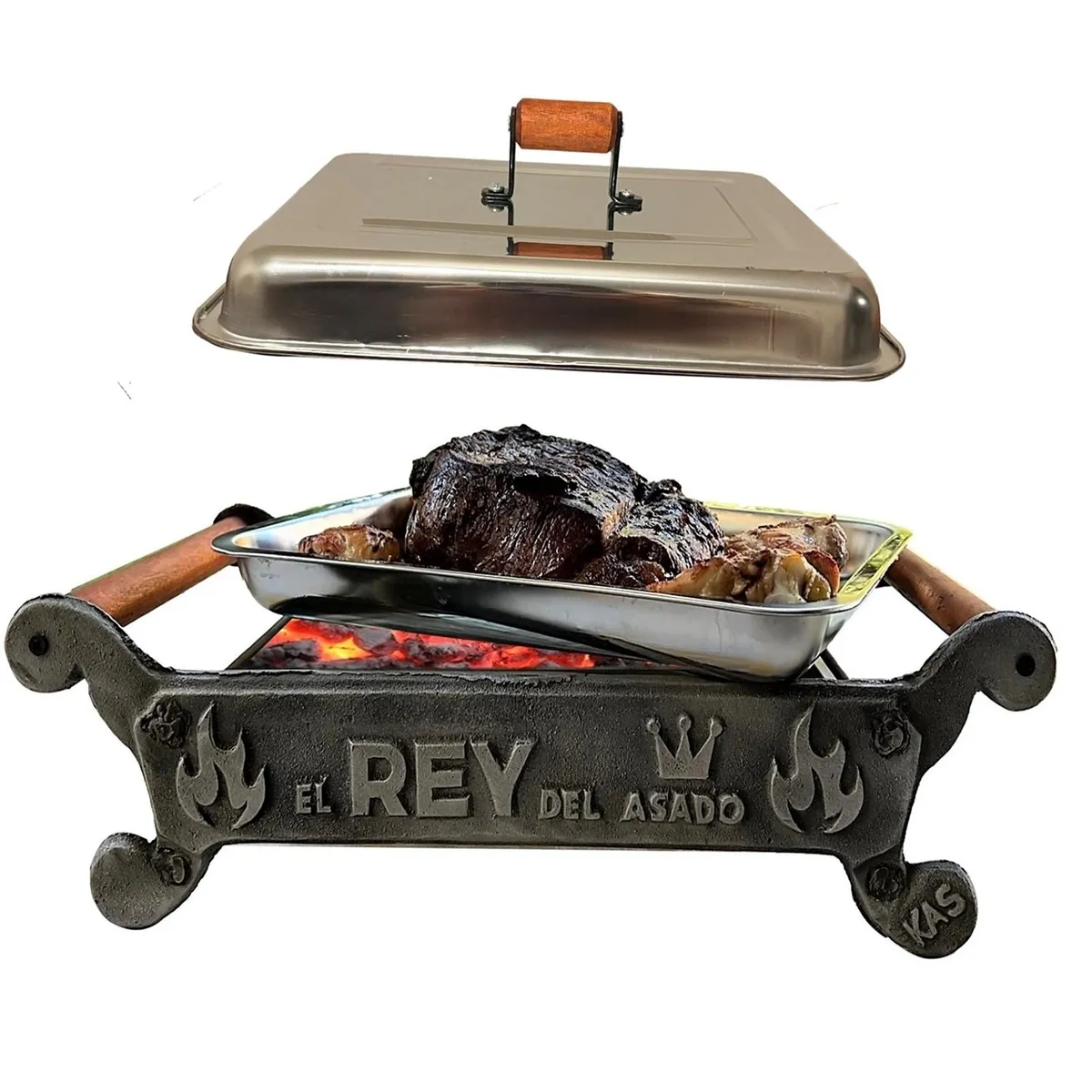 KAS - Parrilla Brasero para Mesa con Tapa El Rey del Asado